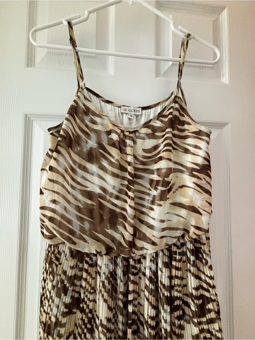 GUESS Brown & Cream Animal-Print Maxi Dress
